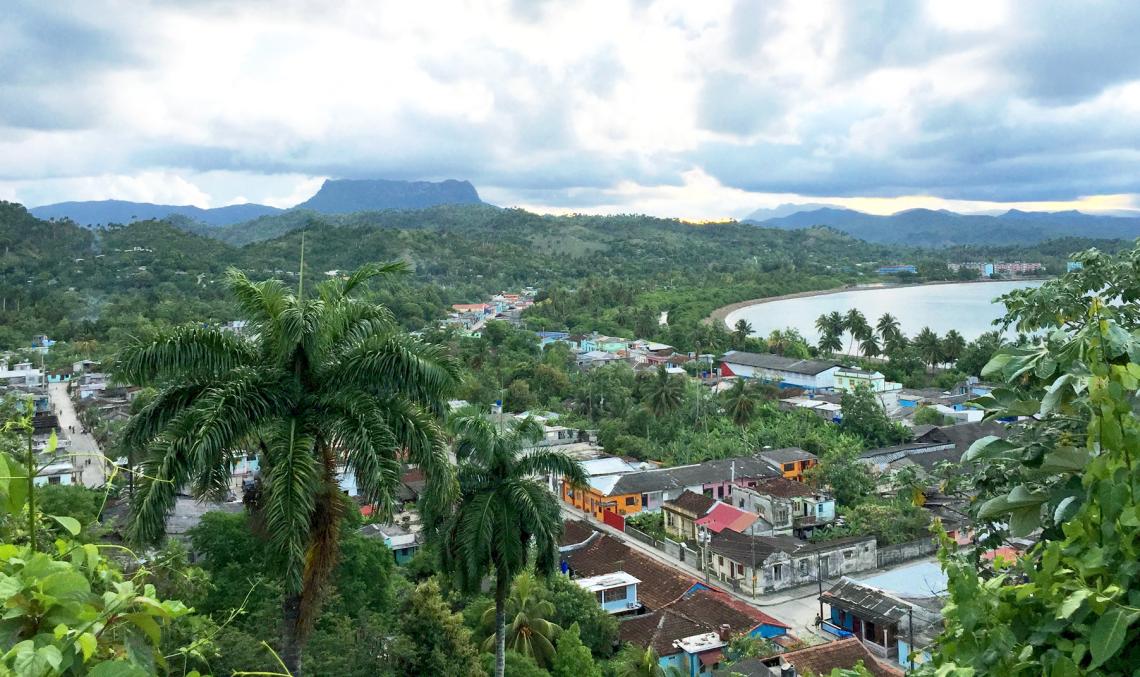 A view over the town of Baracoa, Cuba, with Yunke mountain in the background