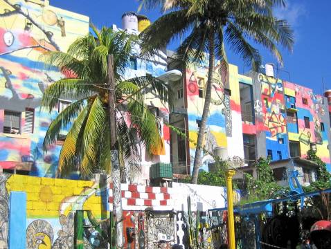 Colorful buildings in the Callejon de Hamel in Havana