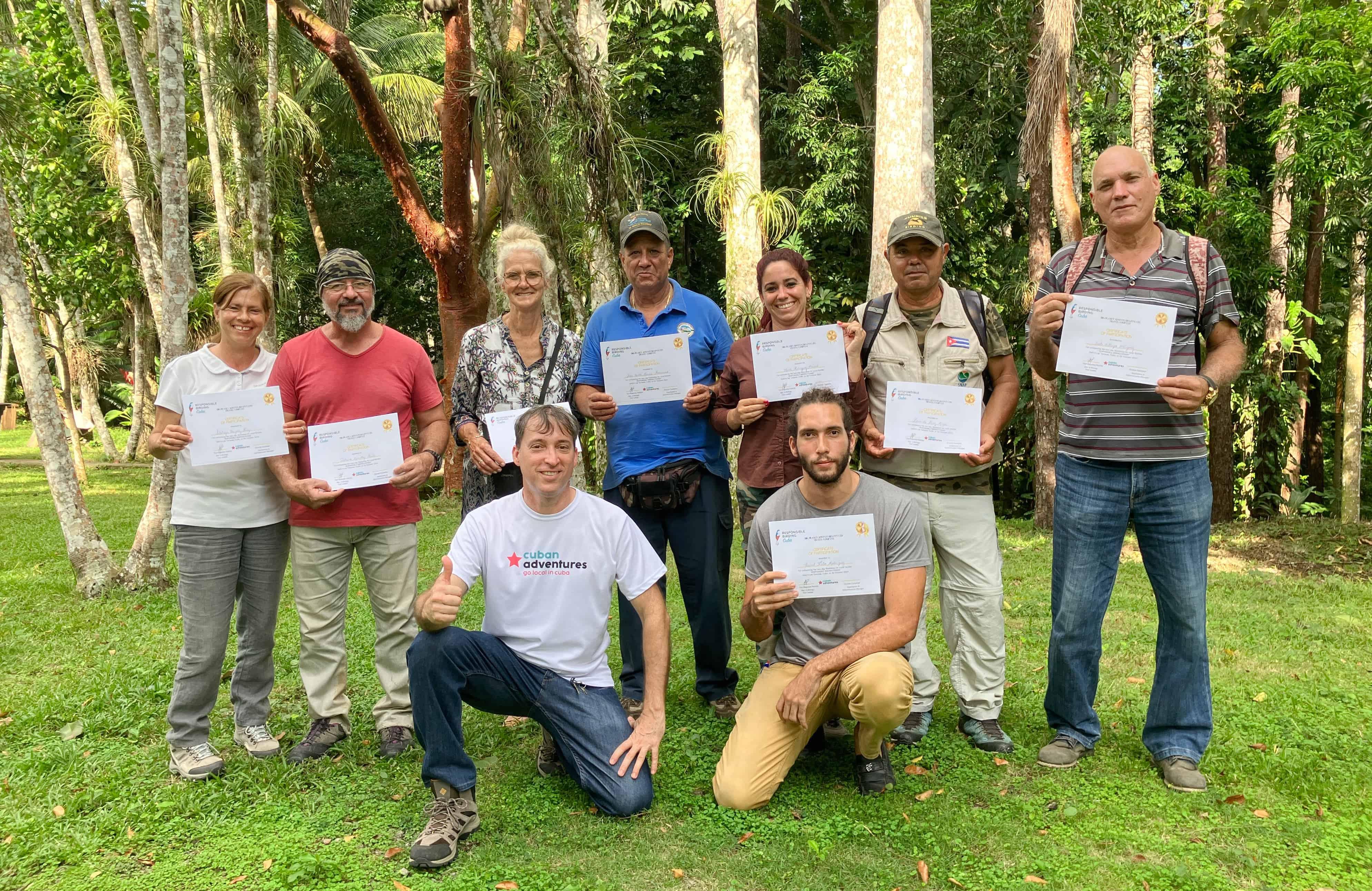 Local guides in Las Terrazas receive their Responsible Birding Cuba Certificates Local guides in Las Terrazas receive their Responsible Birding Cuba Certificates