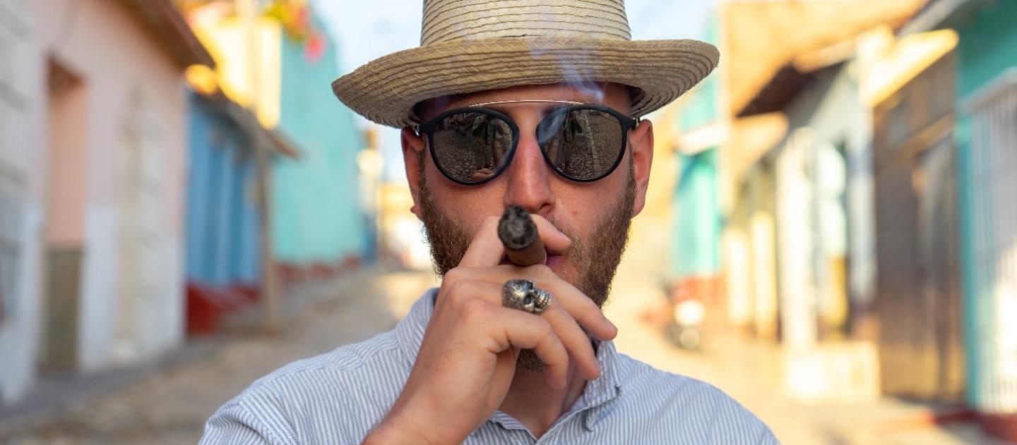 man smoking cigar in Trinidad Cuba
