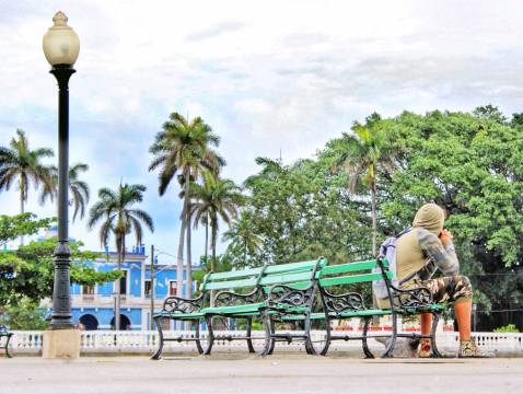 Park benches in Parque Marti, Cienfuegos, Cuba