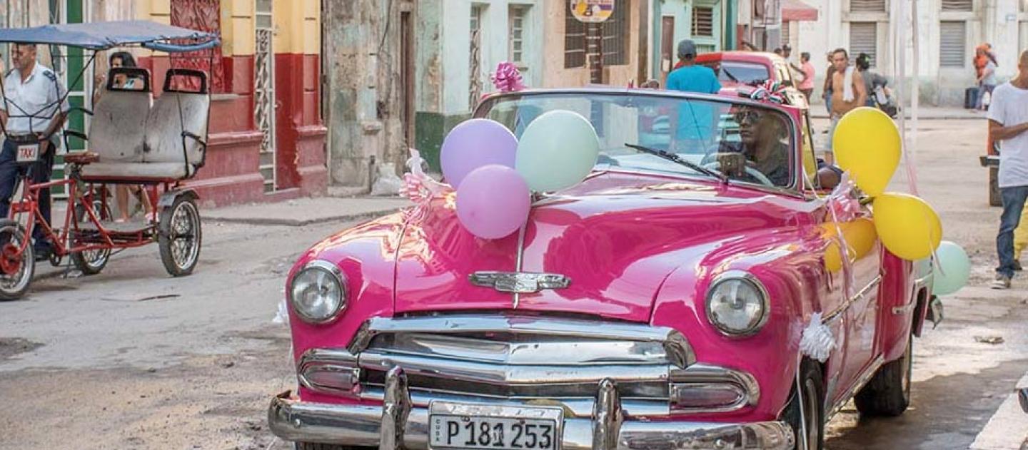 Pink classic cars are now also the most popular choice in Cuba for quinceanera celebrations.