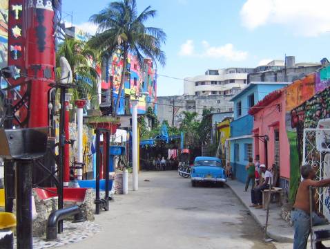 The colourful alleyway of Callejon de Hammel in Central Havana, Cuba